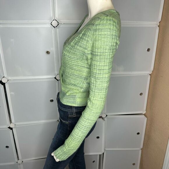 AE American Eagle Wrap Front Sweater Copped Green Size Medium - Picture 9 of 12